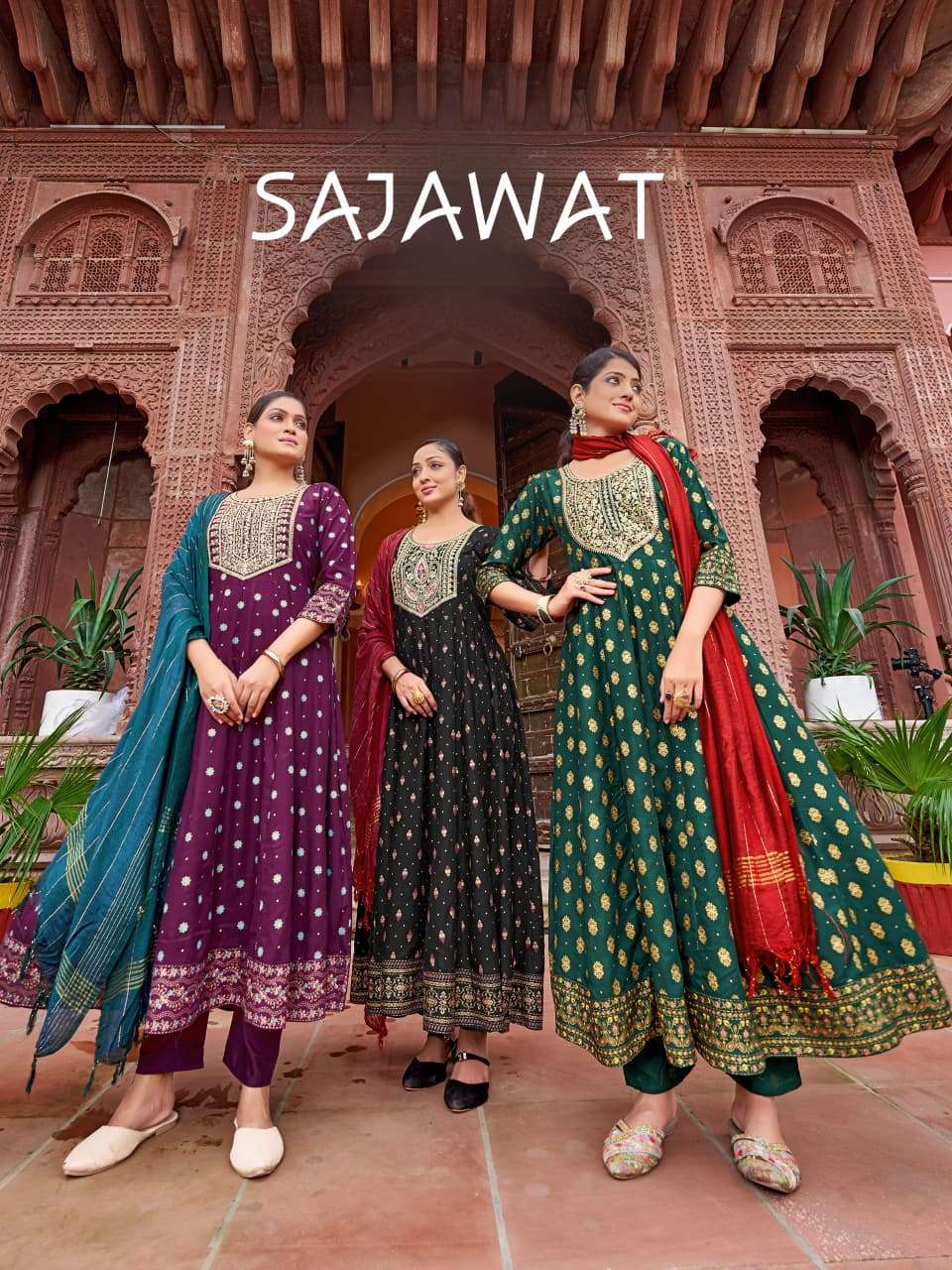 SAJAWAT Gown Pant Dupatta collection manufacturer Surat 