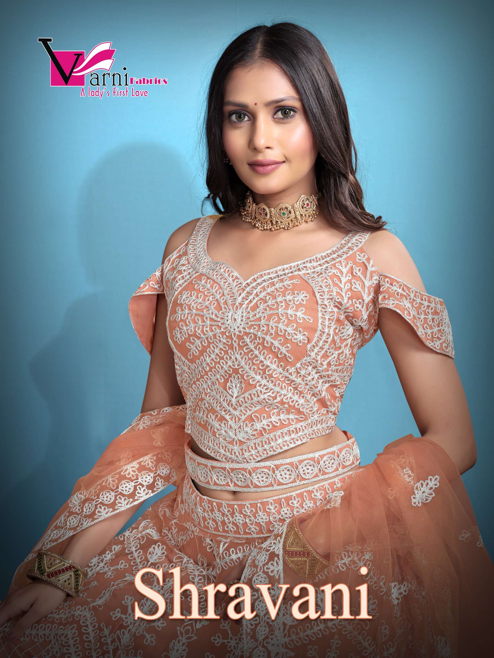 Zeeya Shravani Series 23001 23007 by varni fabric lehenga collection manufacturer Surat 