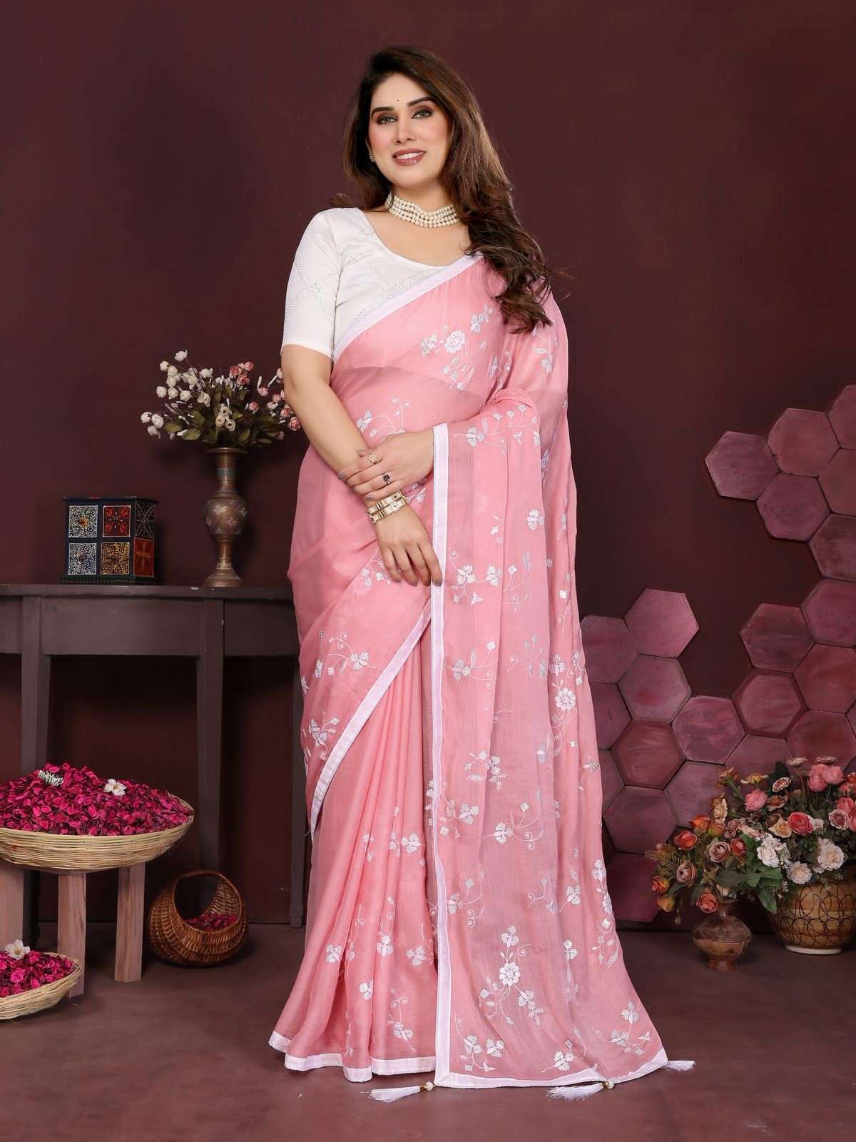 A64 CHIFFON SILK saree collection manufacturer Surat 