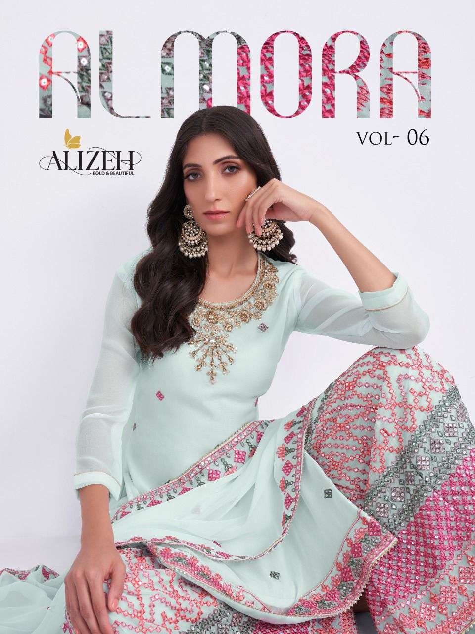 ALMORA VOL 6 by ALIZEH OFFICIAL SHARARA suit collection manufacturer Surat 