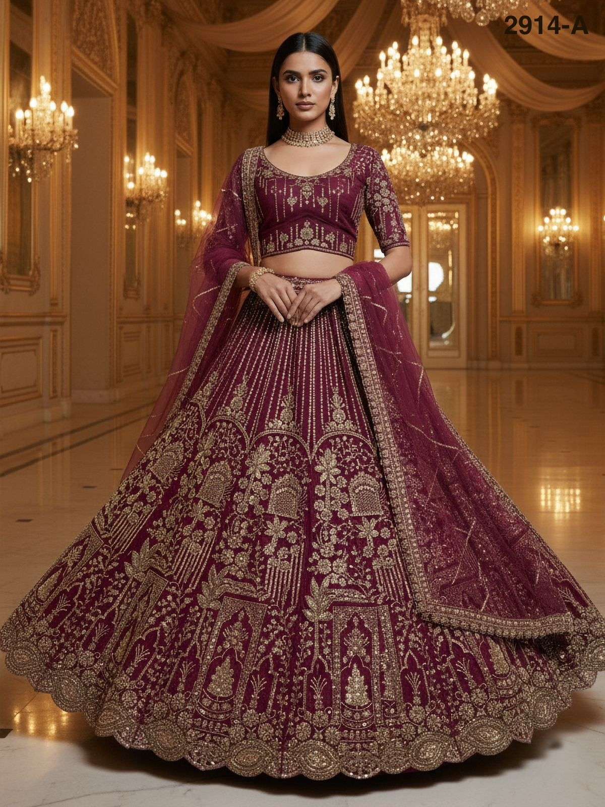 Code  2914 Receptionwear Lehenga Choli collection manufacturer Surat 