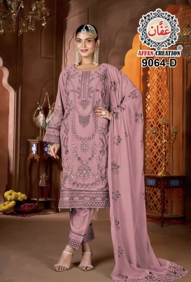 D NO  9064 by AFFAN CREATION Fox Georgette Suit collection manufacturer Surat 