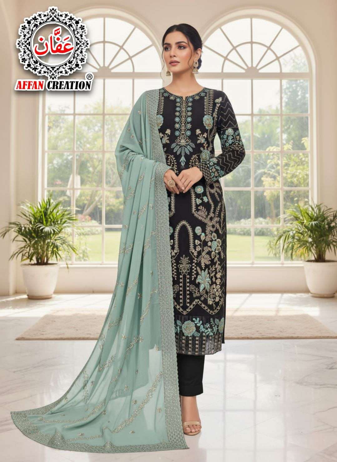 D NO  9076 by AFFAN CREATION suit collection manufacturer Surat 
