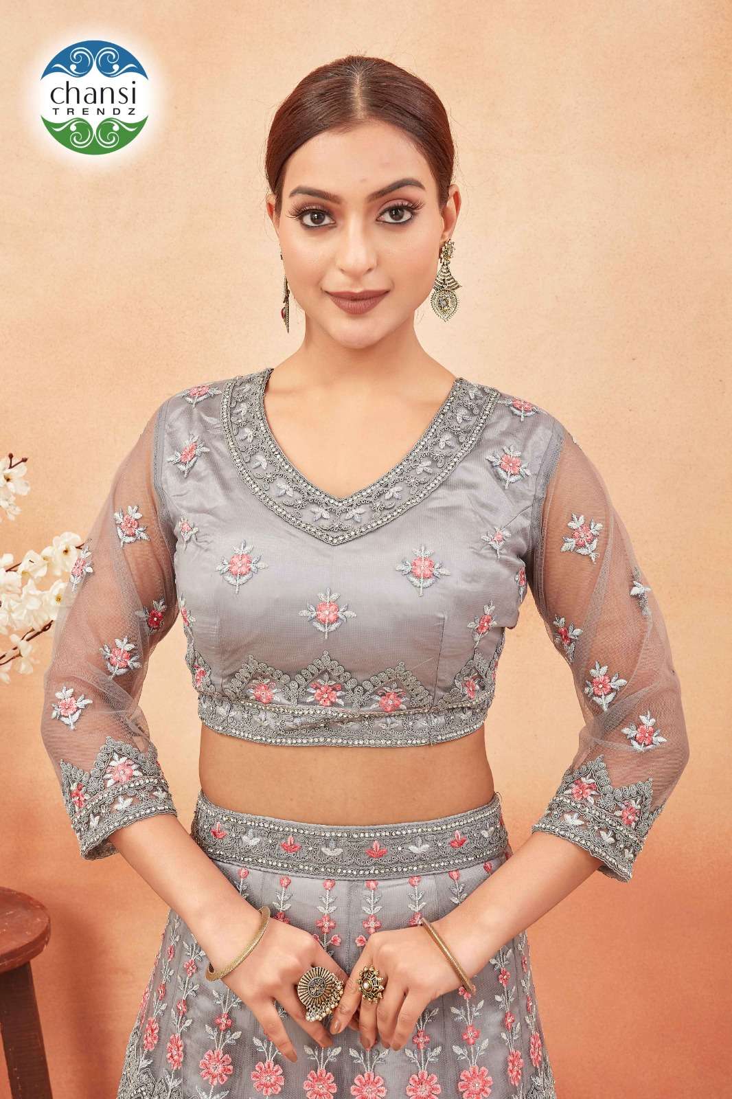 F 92 butterfly Net lehenga collection manufacturer Surat 