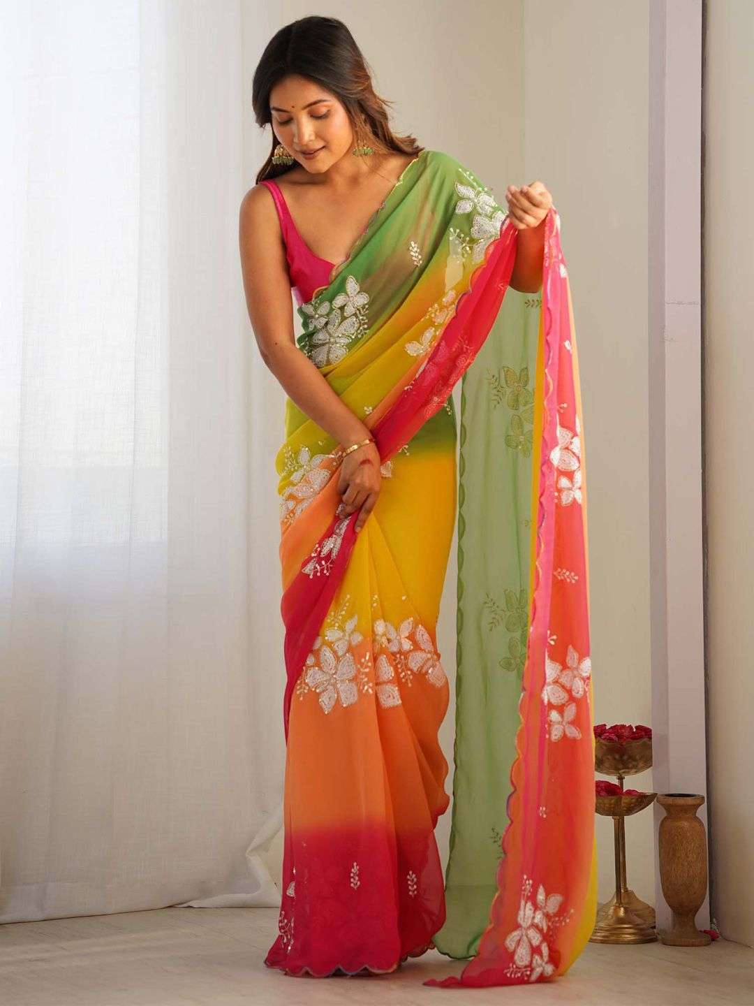 NEW GEORGETTE SILK saree collection manufacturer Surat 