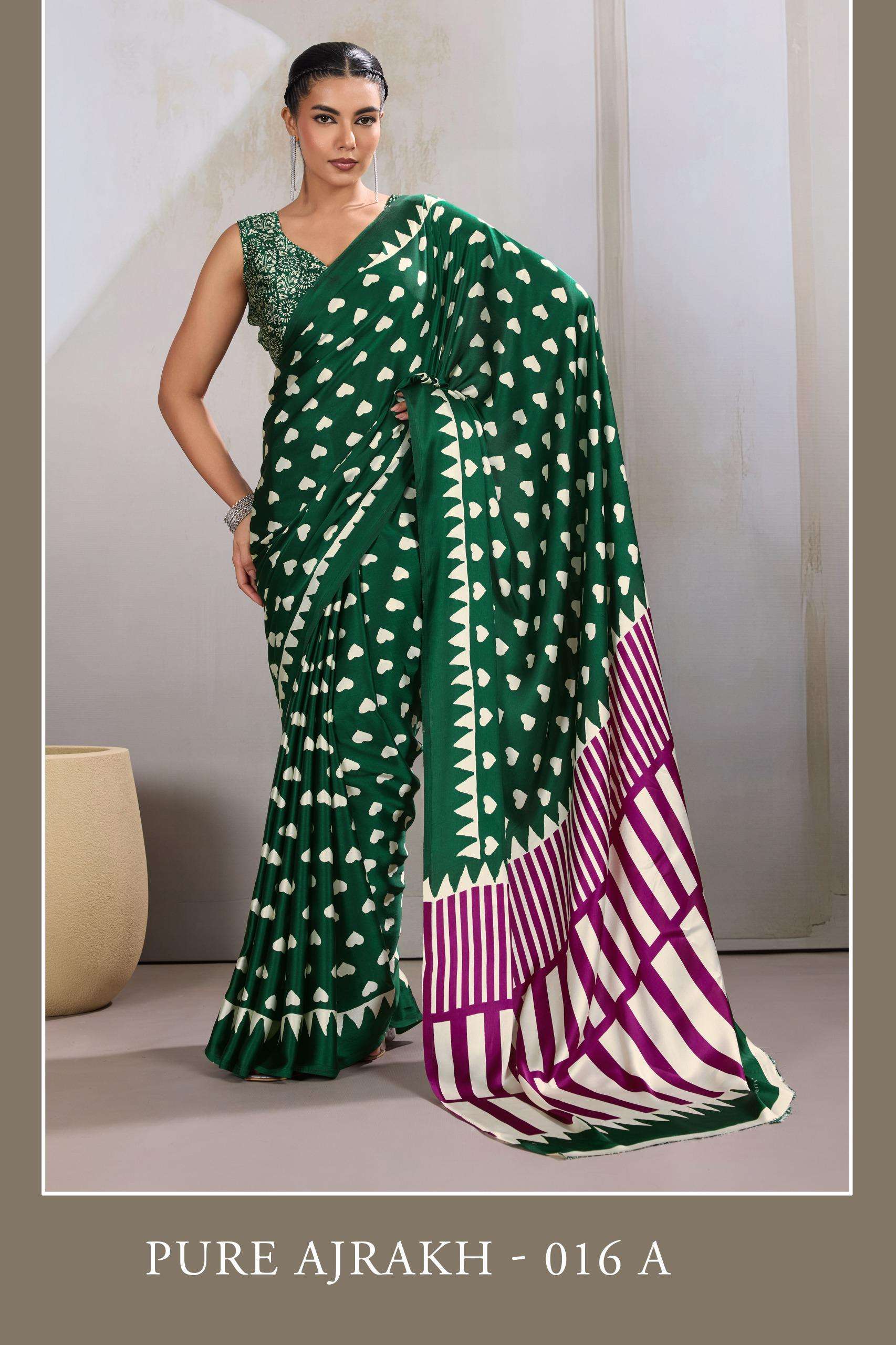 Pure Ajrakh 016 Series  016 A TO 016 F by Rajtex saree collection manufacturer Surat 