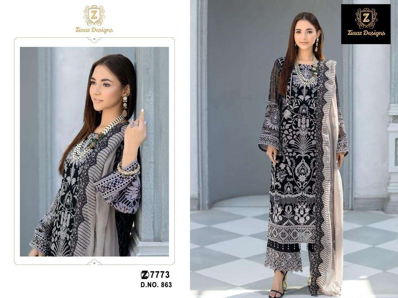 code 863 by Ziaaz Design Suit collection manufacturers surat 