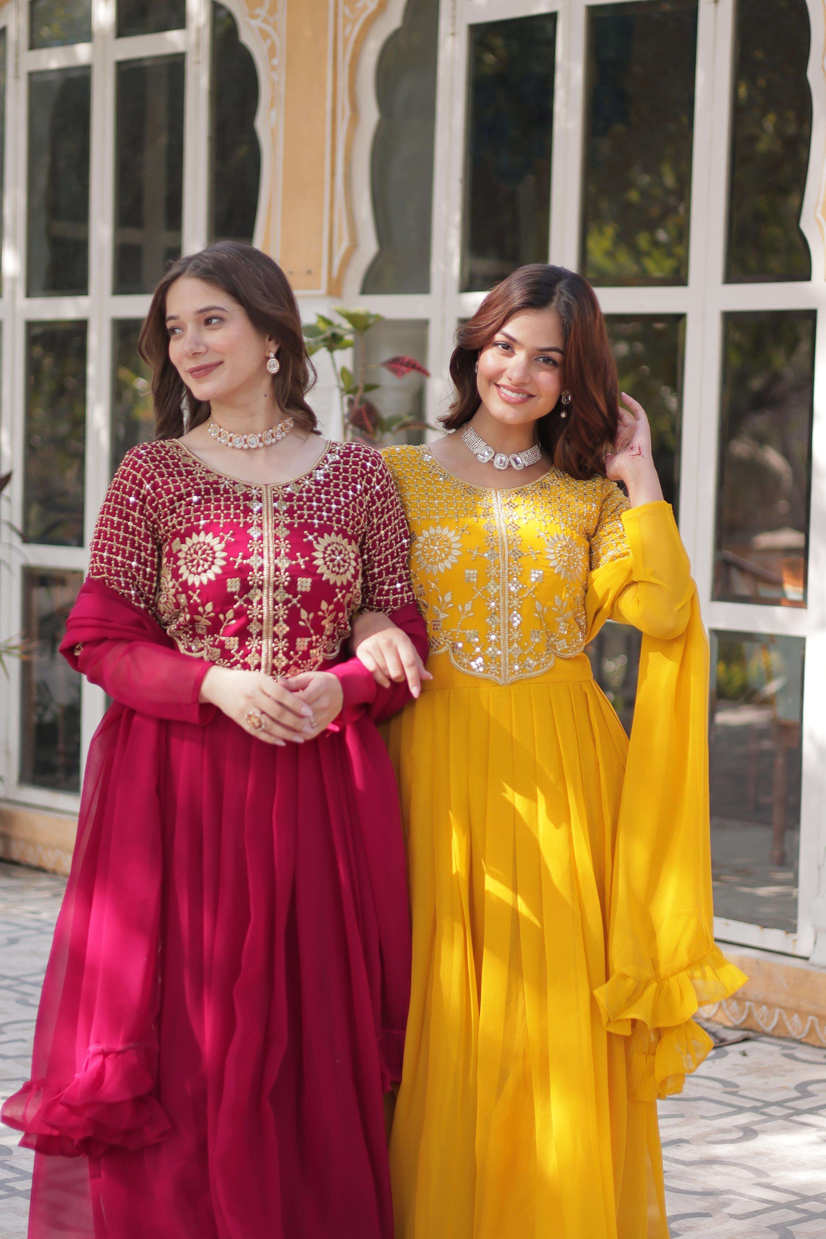 Code LW 9223  Georgette gown collection manufacturers surat 