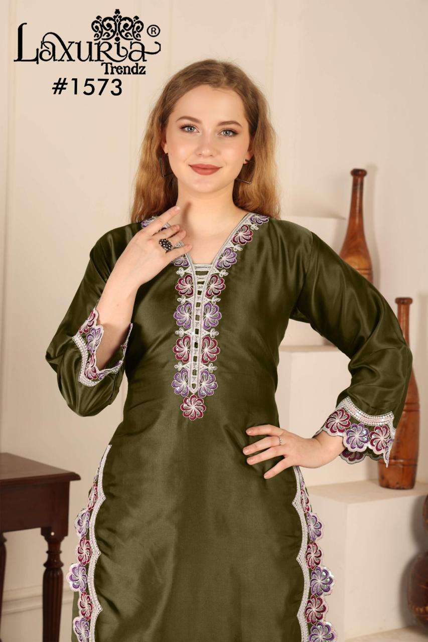 D No 1573 by Laxuria Trendz Kurti collection manufacturers surat 