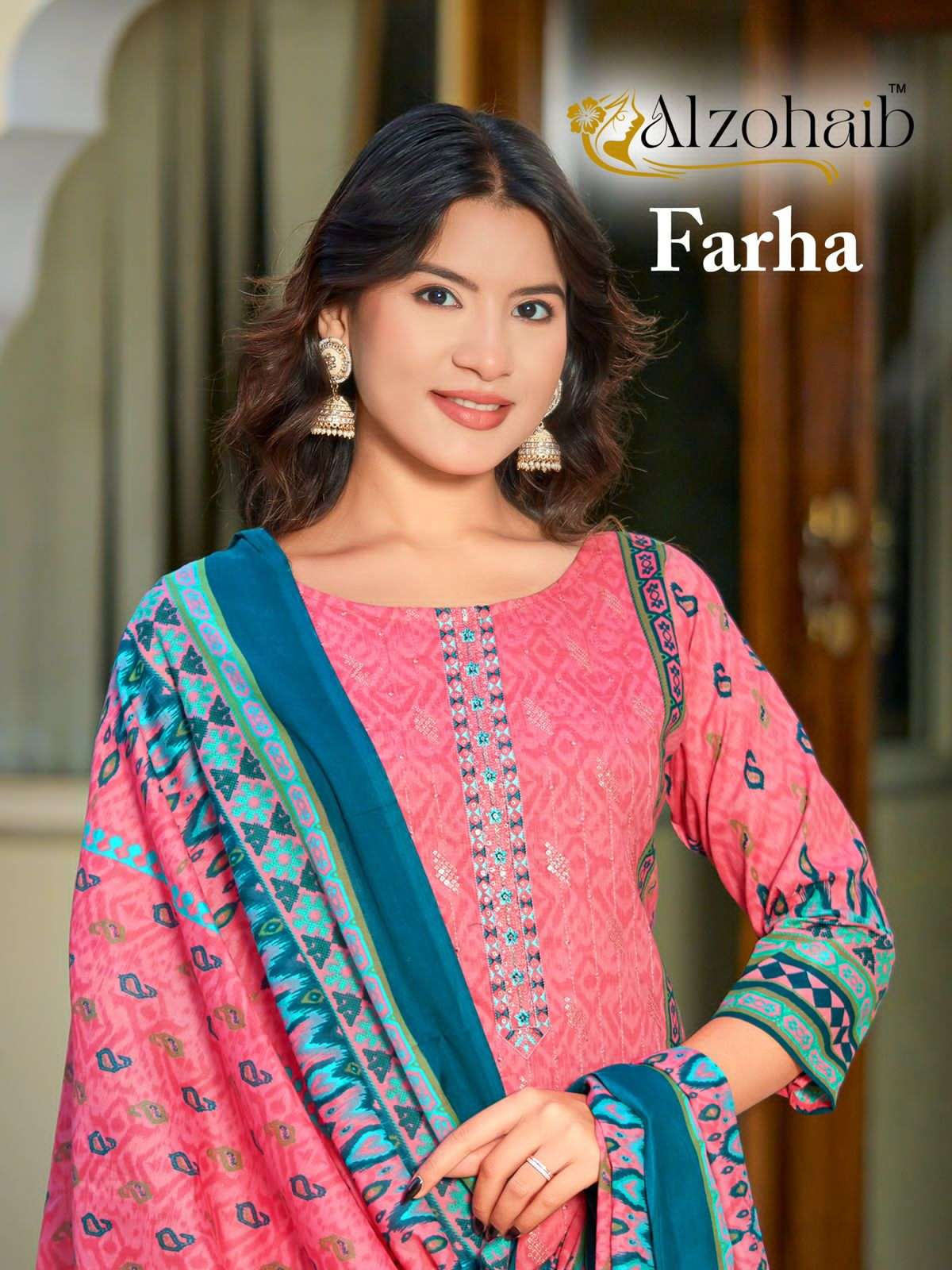 farha D No AZ 1374 1375 1376 1377 by ALZOHAIB suit collection manufacturers surat 