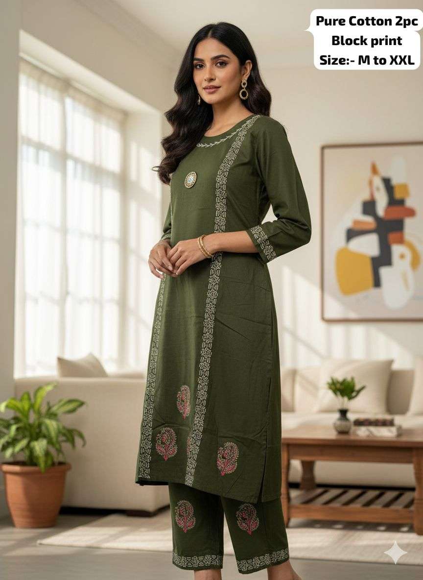 Pure Cotton Block Print Kurti Plazzo collection manufacturers surat 