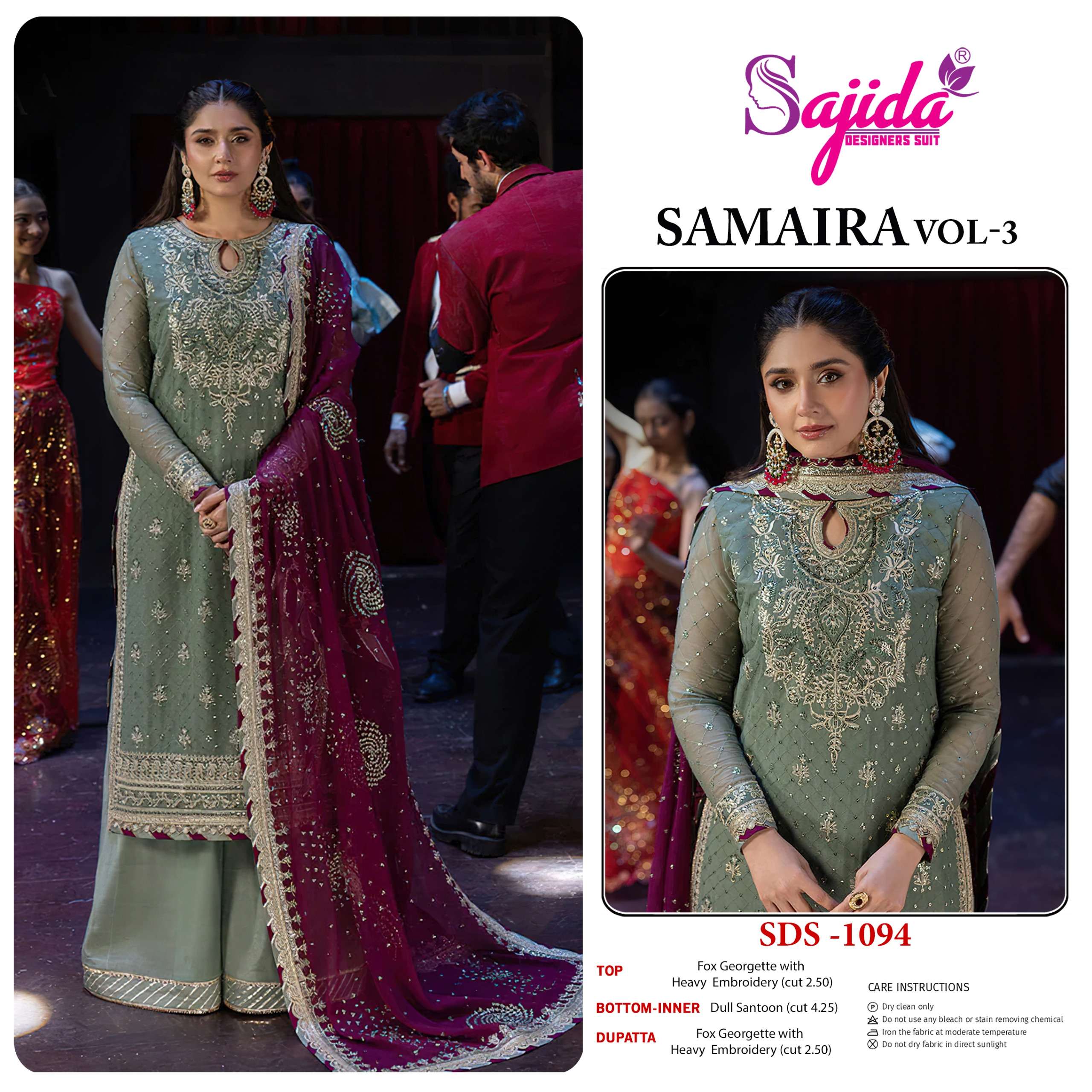 SAMAIRA VOL 3 SD 1094 1095 1096 By SAJIDA DESIGNERS SUIT collection manufacturers surat 