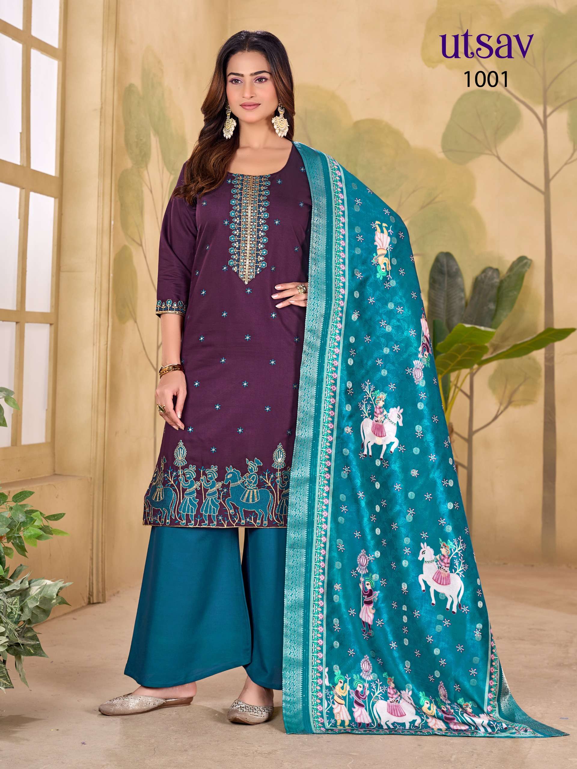 UTSAV 1 KURTI  PLAZZO DUPATTA collection manufacturers surat 
