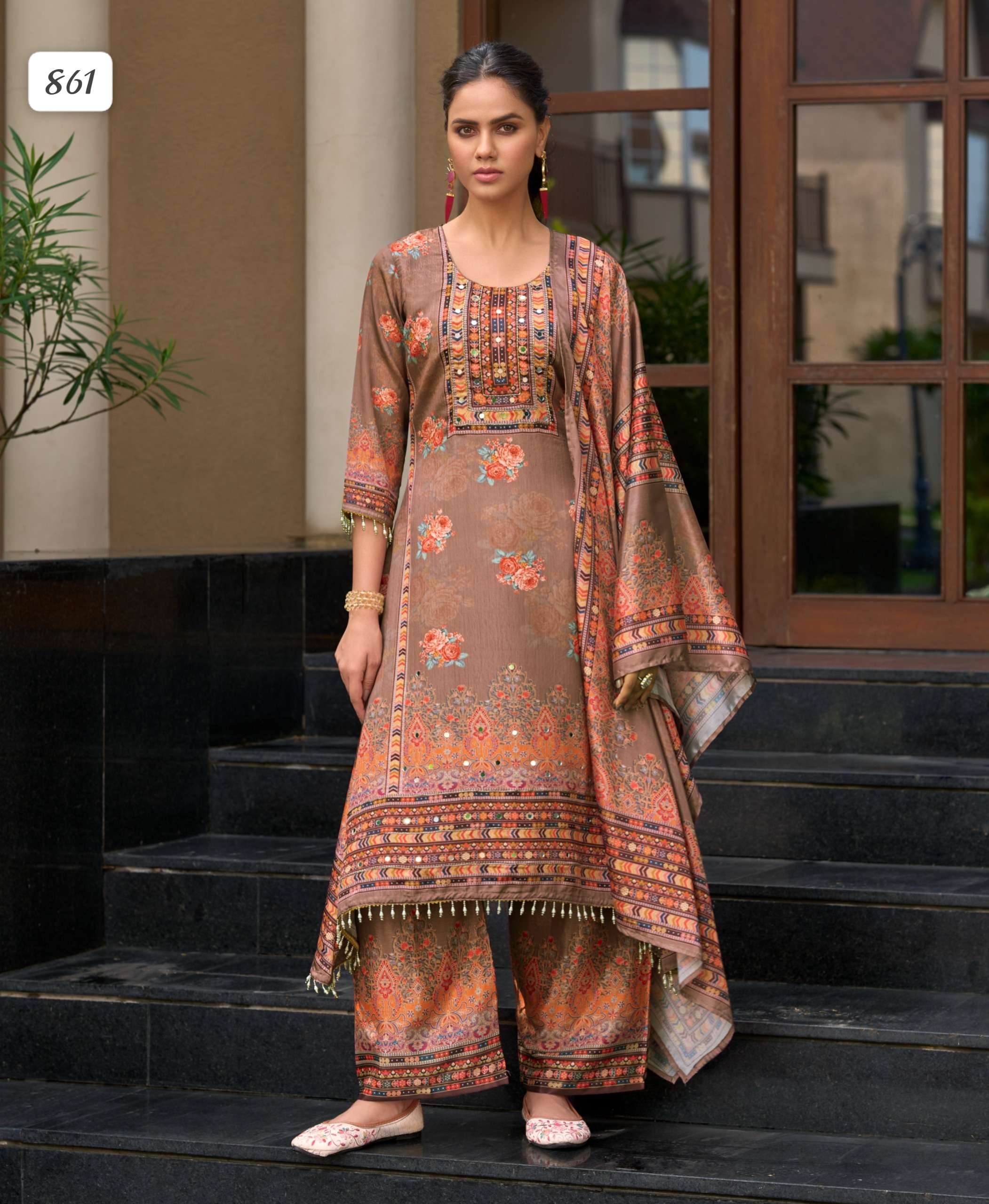 A line Kurta With Palazzo Dupatta collection manufacturers surat 