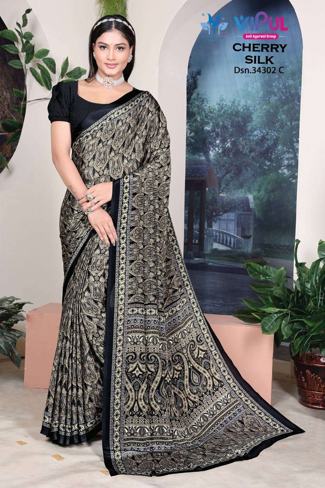 cherry silk 34302 by Vipul saree collection manufacturers surat 