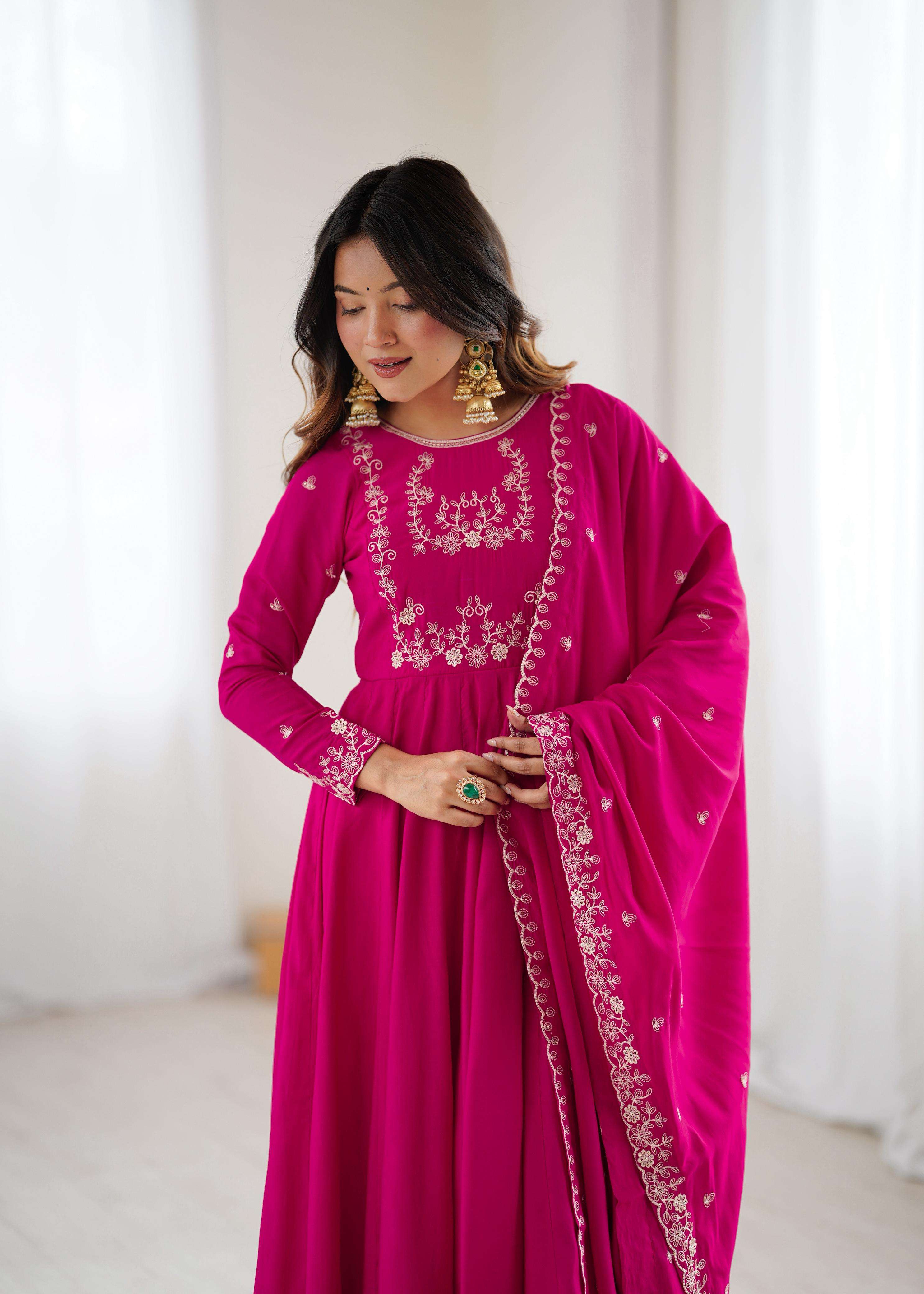 code 289 DARKPINK ANARKALI GOWN collection manufacturers surat 