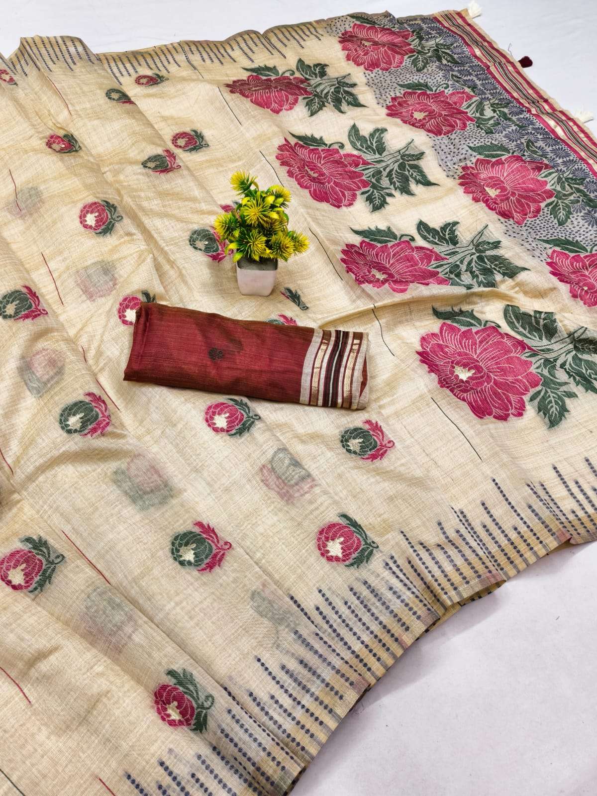 Cream Soft Cotton Smooth Silk – Elegant Print Collection