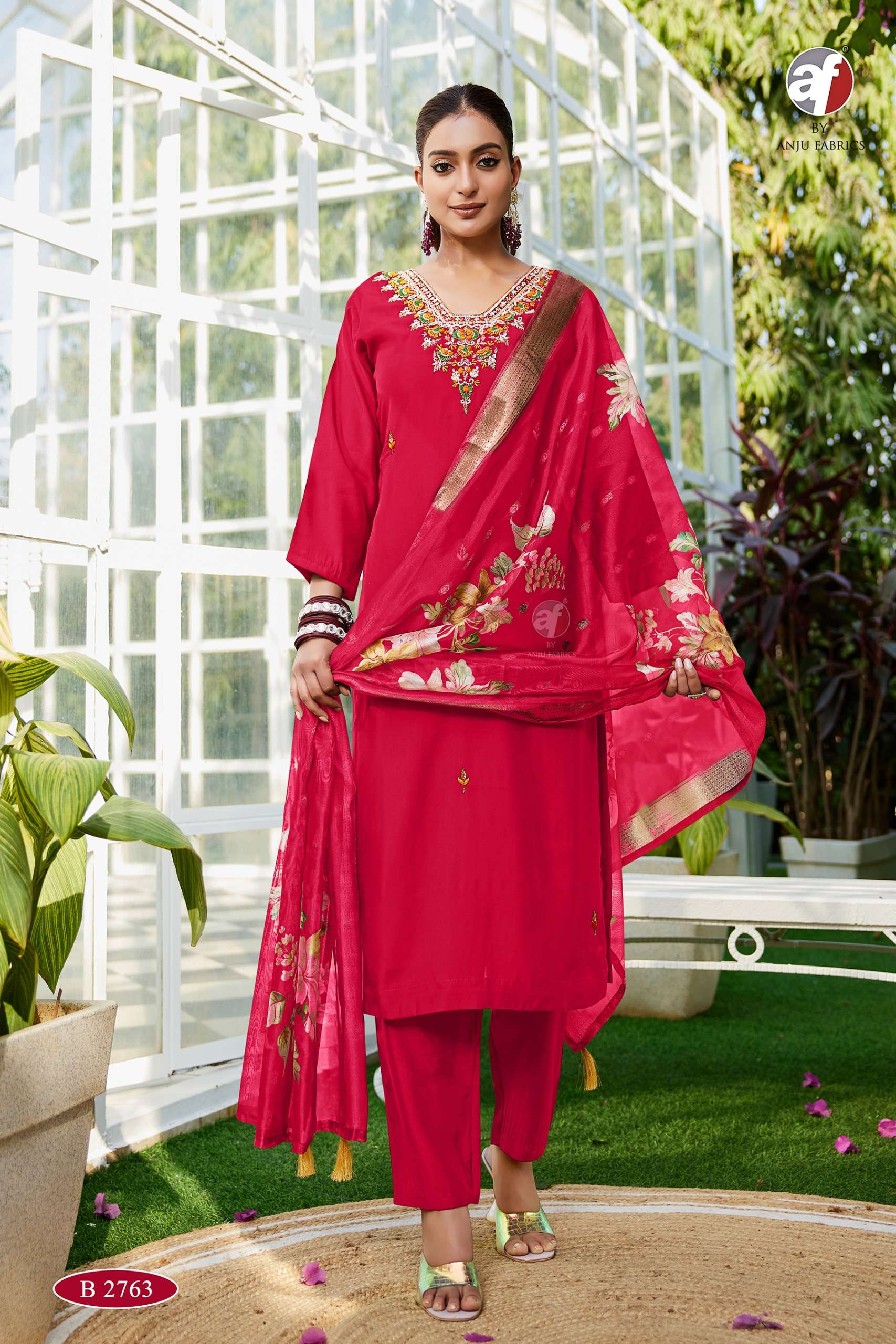 D NO B 2763 by Anju fabric kurti collection manufacturers surat 