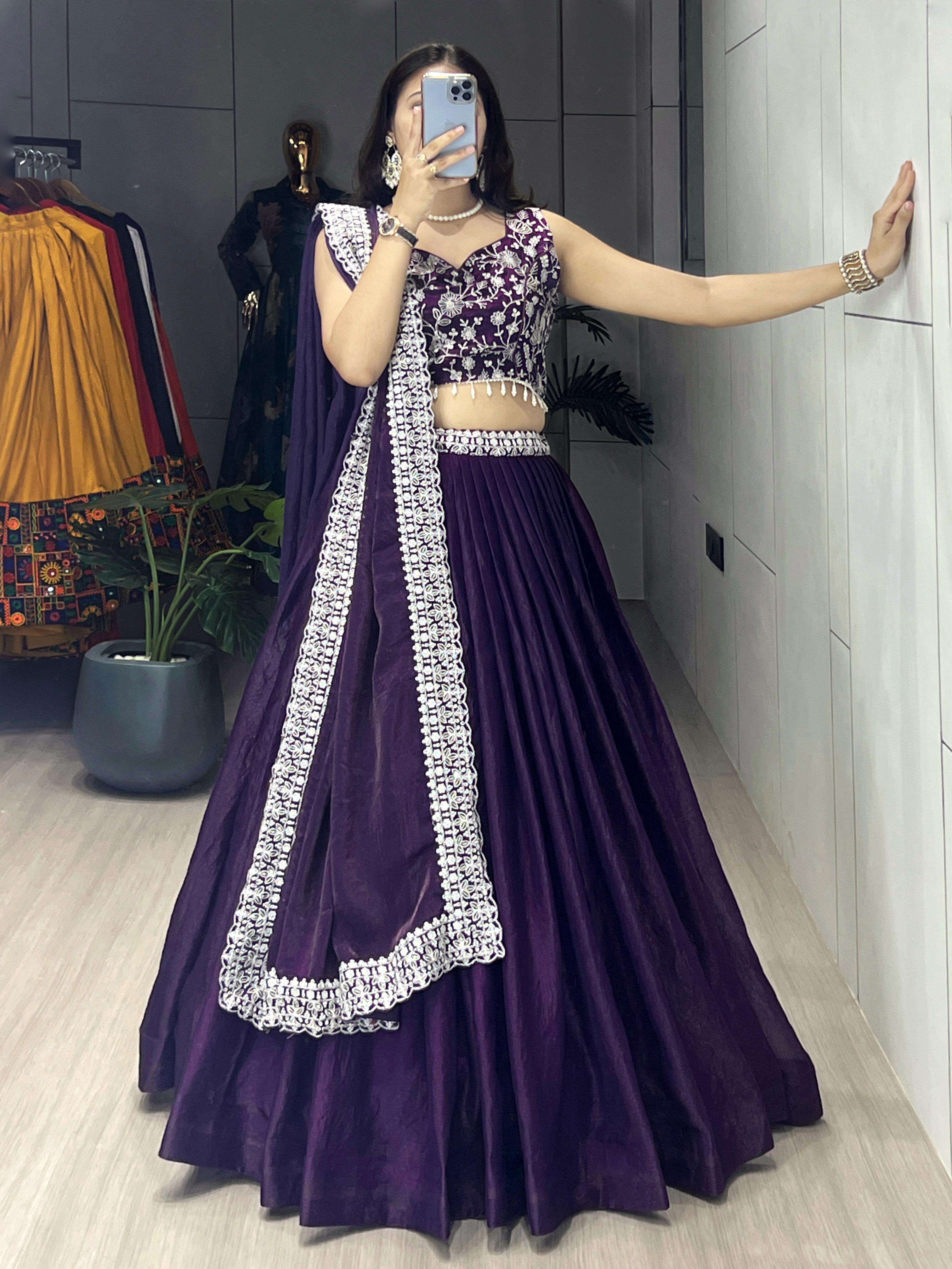 Deep Purple Fendy Silk Lehenga collection manufacturers surat 