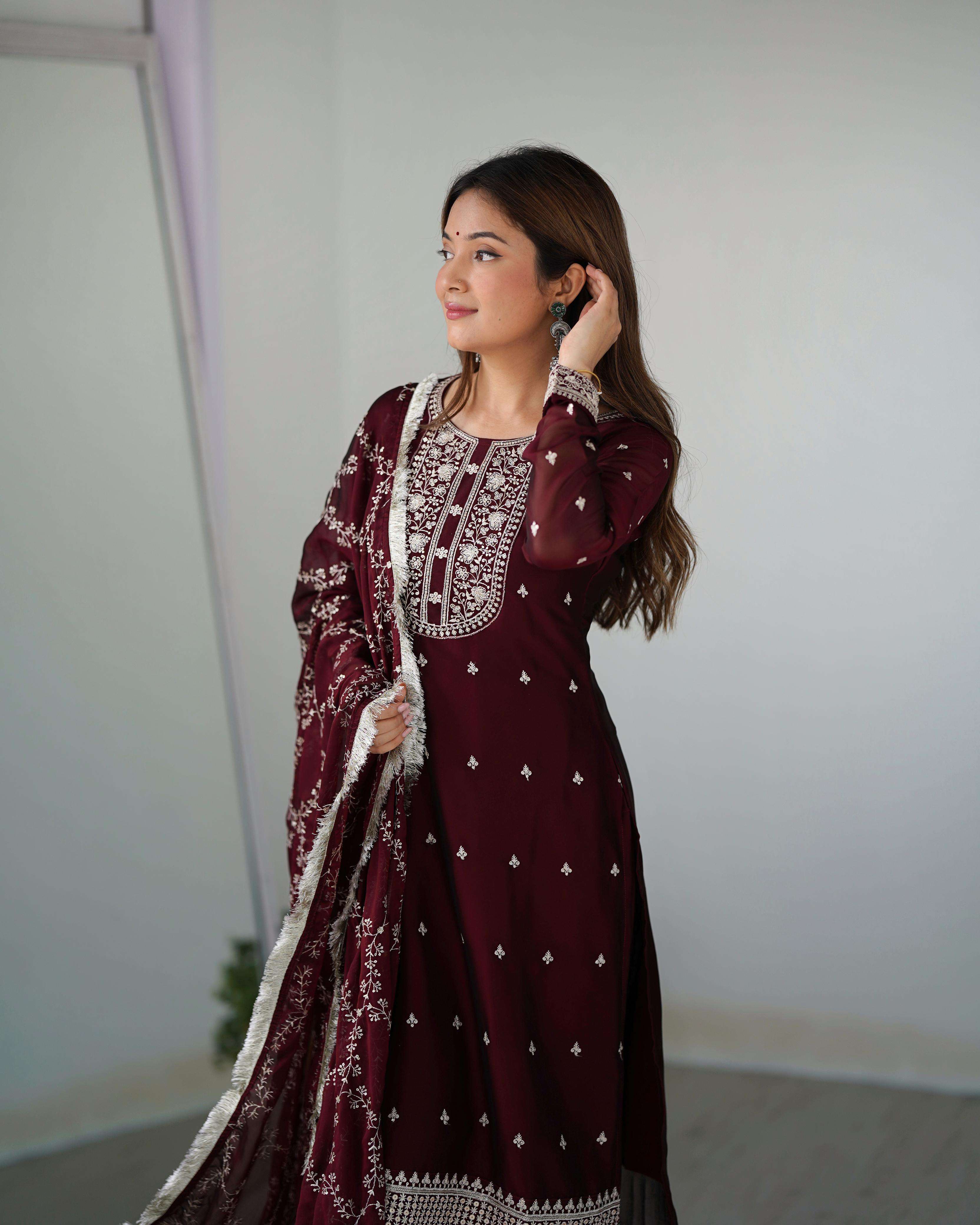 KB 273 WINE MAROON Kurti collection manufacturers surat 