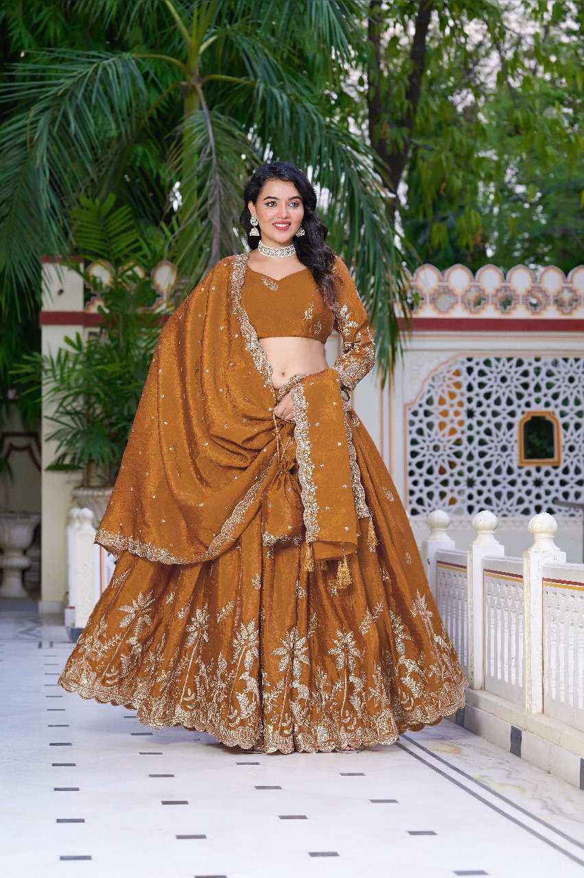 PC1022 RUST ORANGE Lehenga choli collection manufacturers surat 