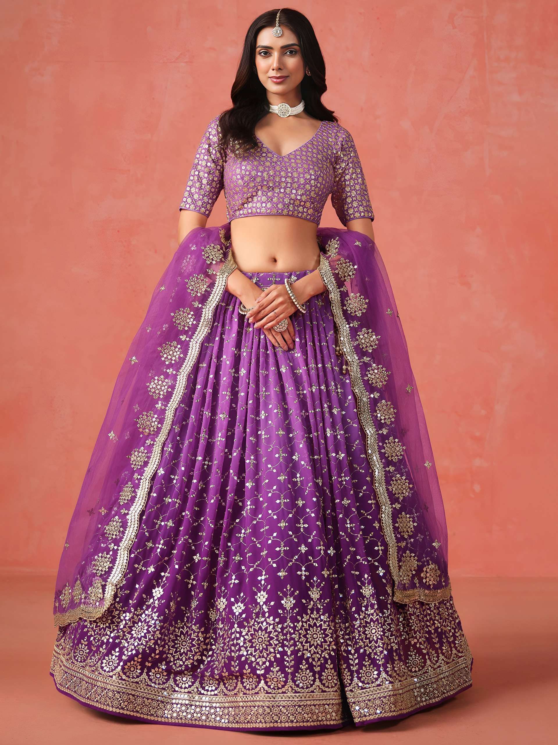 Product Code 7086 Purple  By Zeel Lehenga choli collection manufacturers surat 