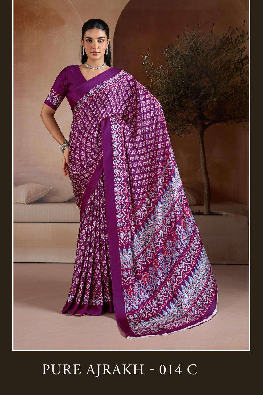 Pure Ajrakh 014 Series 014 A TO 014 F by Rajtex saree Collection manufacturer surat 