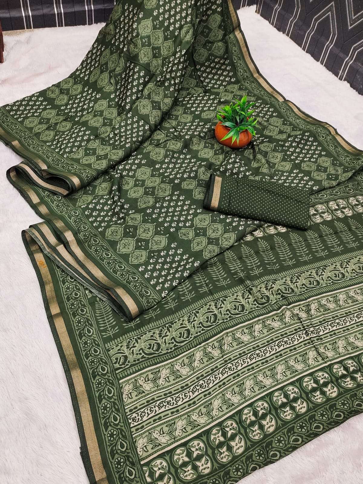 Pure Biota Silk Trendy Collection with One-Inch Zari Border