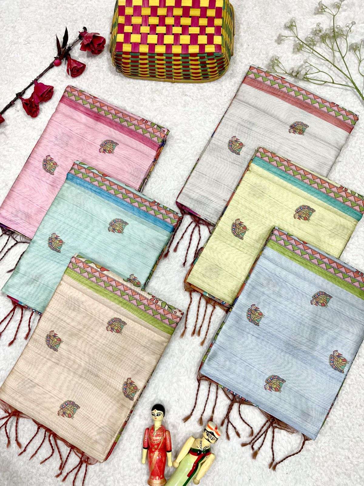 Rutrang Kajal Madhubani Printed Soft Tussar Silk Saree