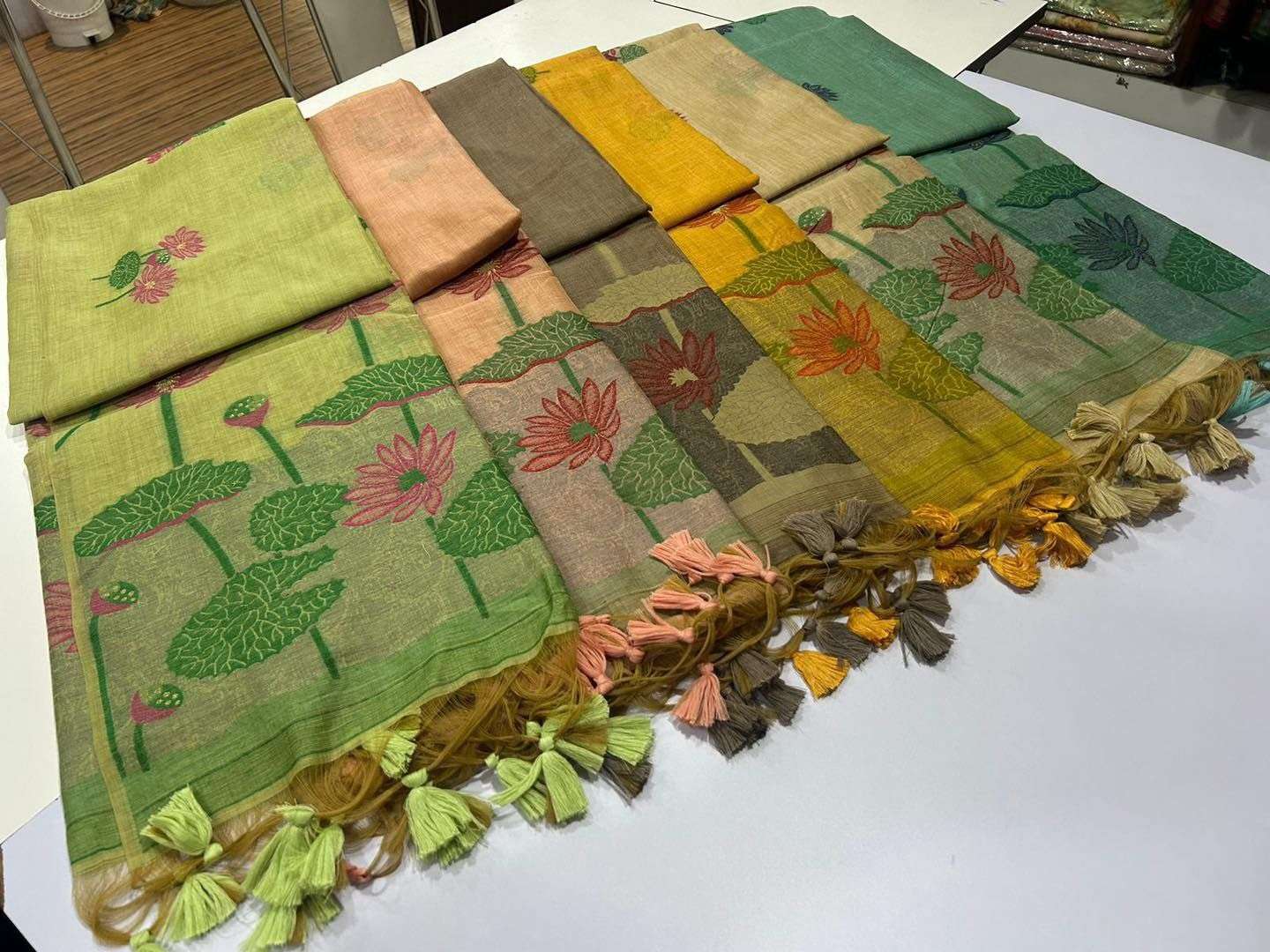 Rutrang Muga Cotton Pichwai 2 Saree with Floral Weaving & Pichwai Pallu | Premium Soft Cotton