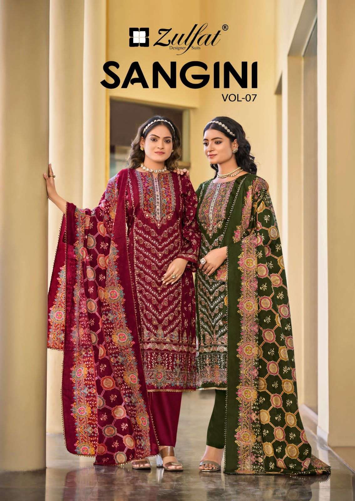 SANGINI VOL 7 by Zulfat Designer Suit collection manufacturers surat 