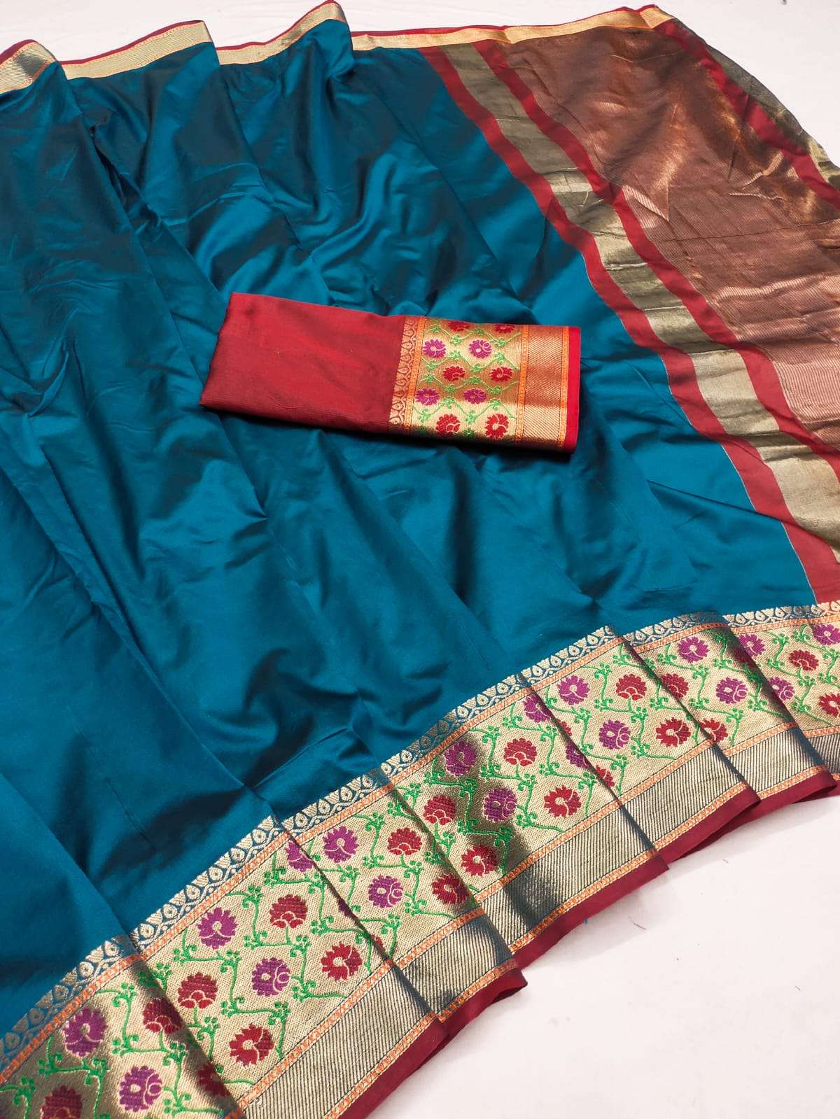 Semi-Mysore Silk Saree – Royal Contrast Border Collection
