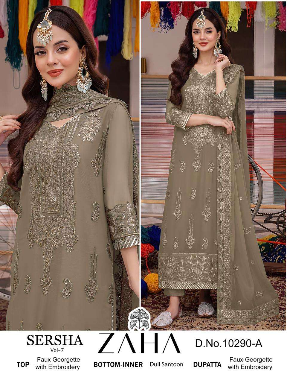 SERSHA VOL 7 DNO 10290 A B C D By ZAHA suit collection manufacturers surat 