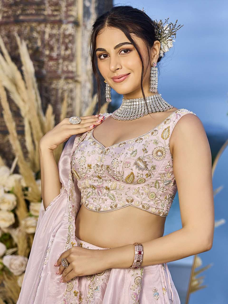 ADORN CRAFT 6186 CREAM AND PINK Lehenga choli collection manufacturers surat 