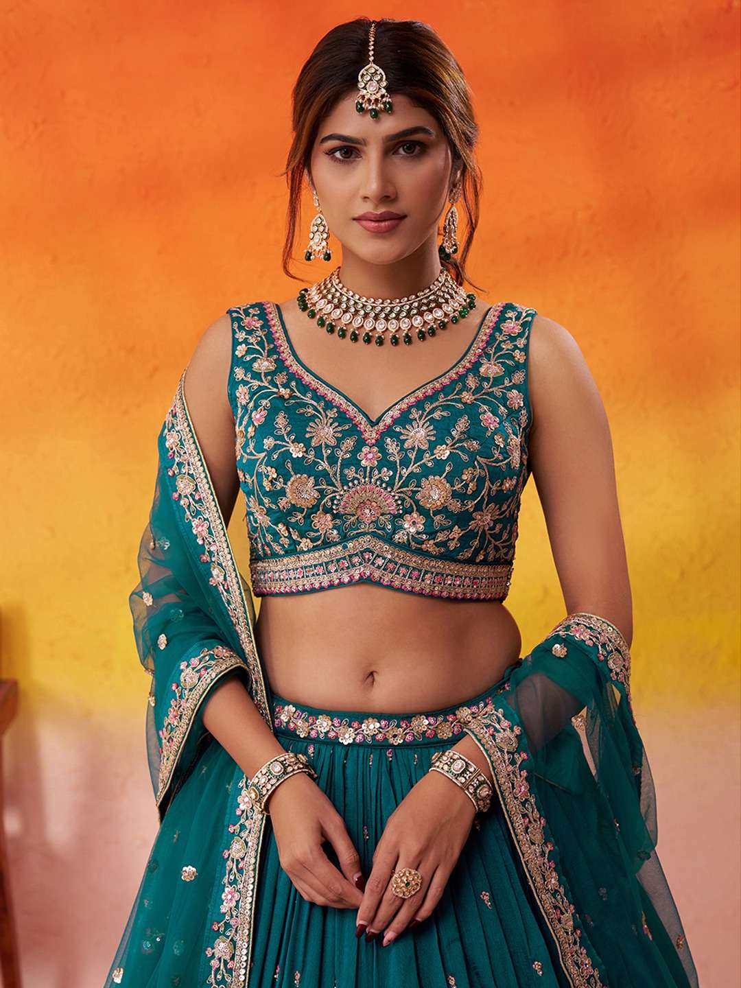 ADORN CRAFT 6200 BLUE CREAM ROSE GOLD lehenga choli collection manufacturers surat 