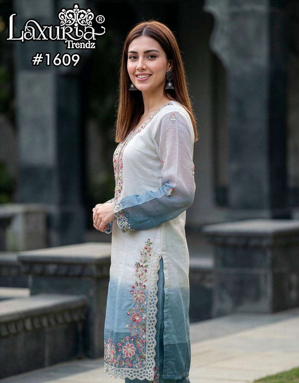 D No 1609 by Laxuria Trendz kurti collection manufacturers surat 