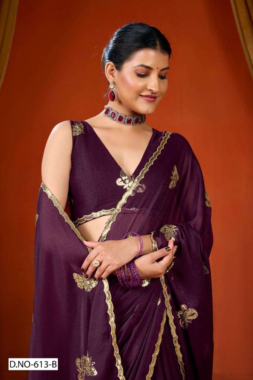 D NO 613 TO 613D by DURGA FASHION saree Collection manufacturer surat 