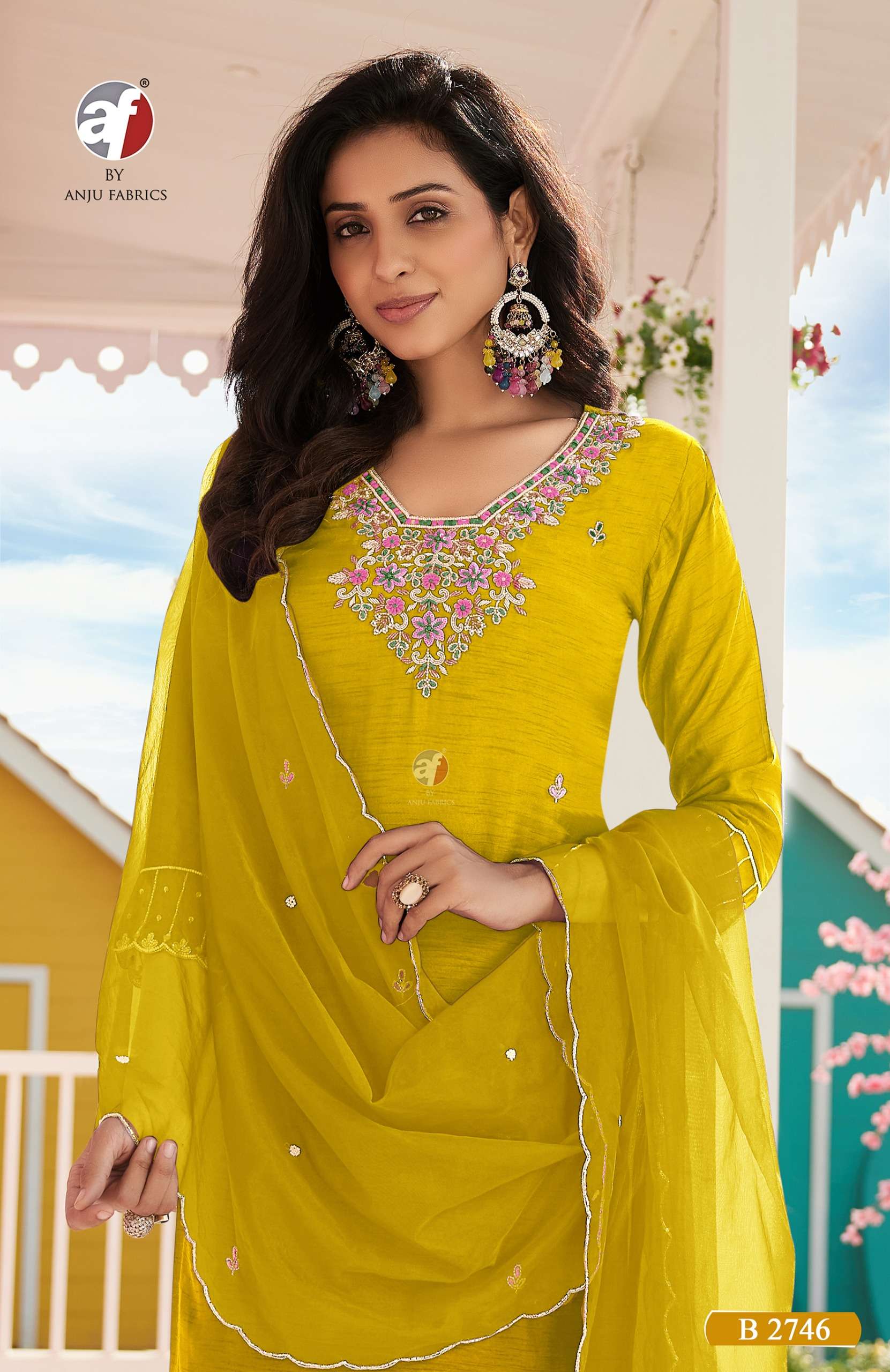 D NO B 2746 2745 by Anju fabric kurti collection manufacturers surat 