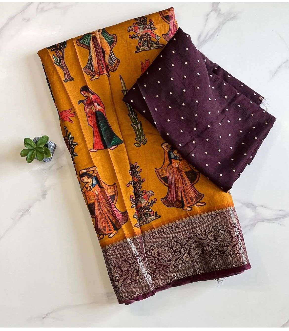 Elegant Pure Viscose Kalamkari Printed Saree with Rich Pallu