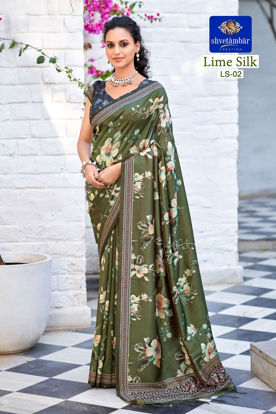 Launching Soft Silk Base Collection – Lime Silk Zari Border Saree