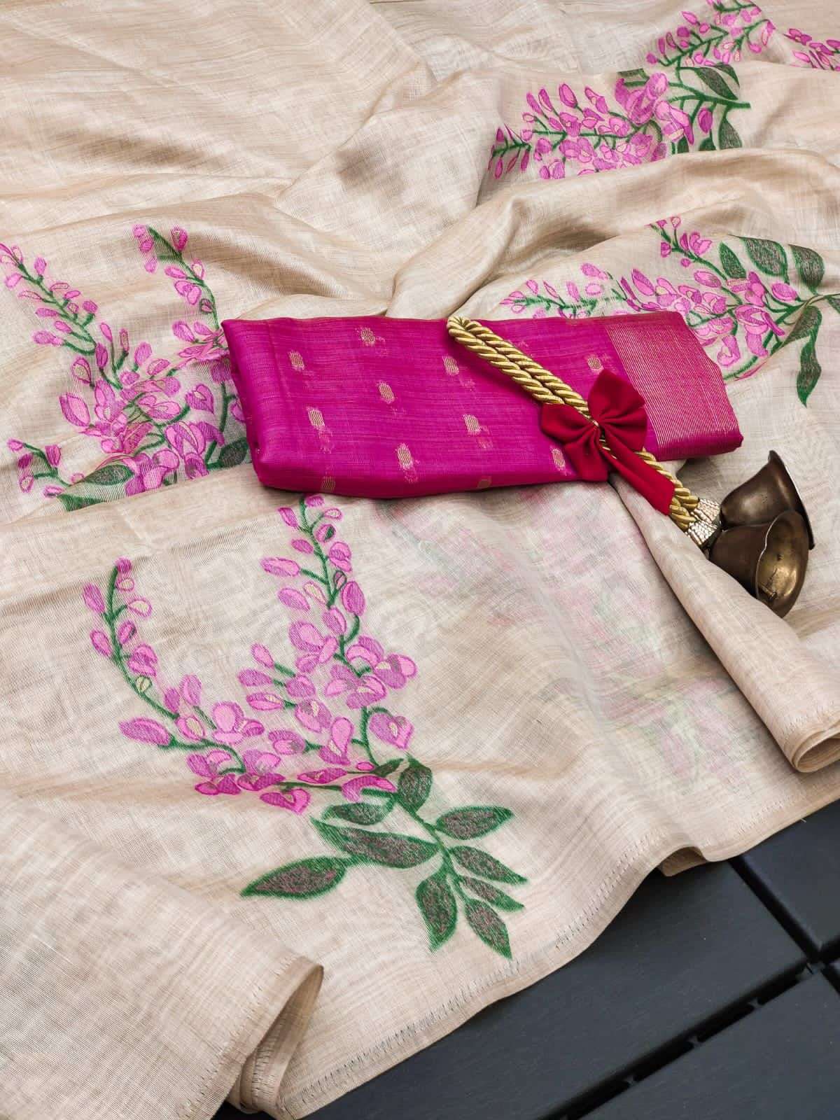 Muga Cotton Tree – Floral Weave Elegance Saree