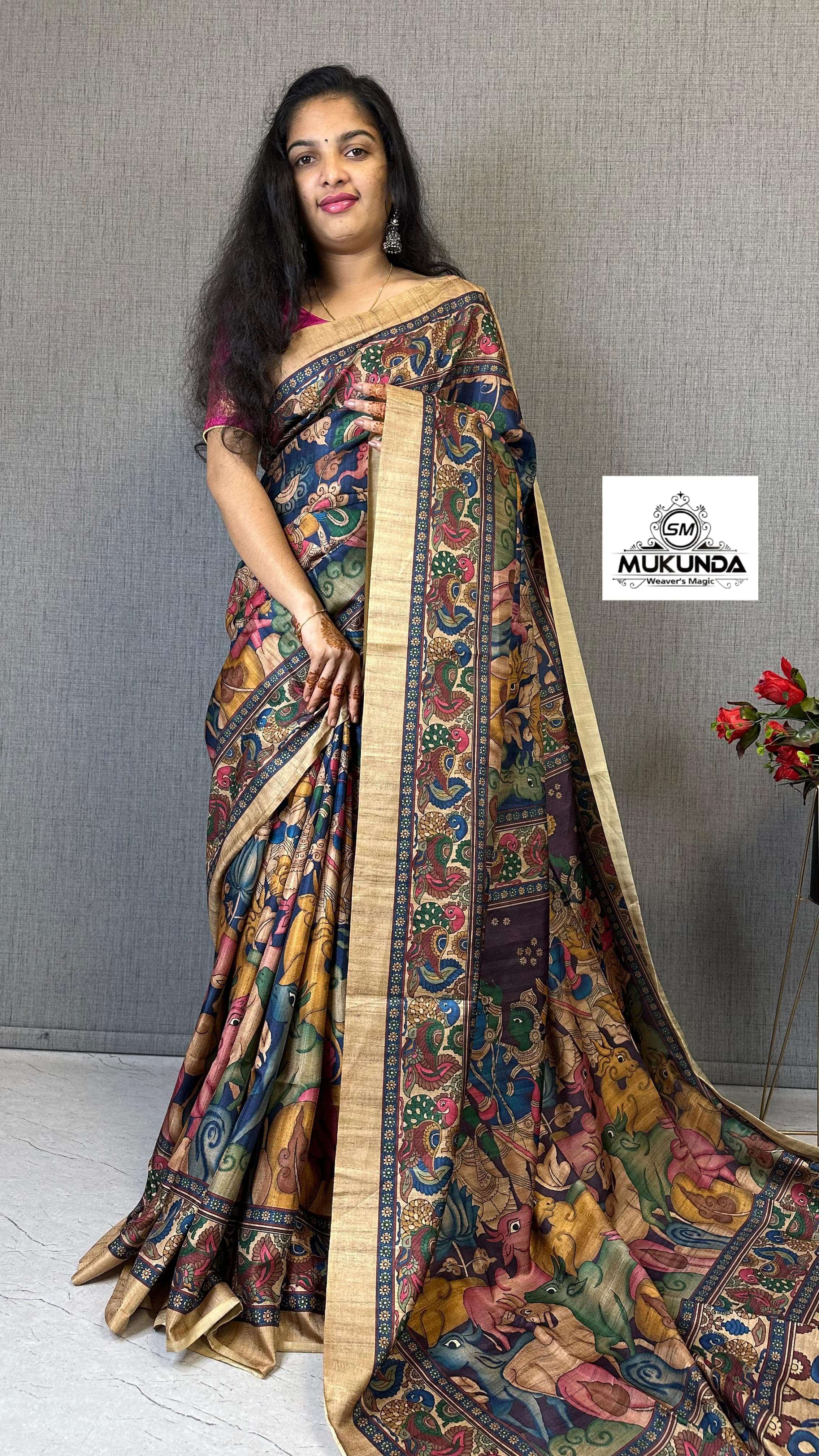 NEW ARRIVALS: Premium Tusser Crepe Penkalamkari Sarees