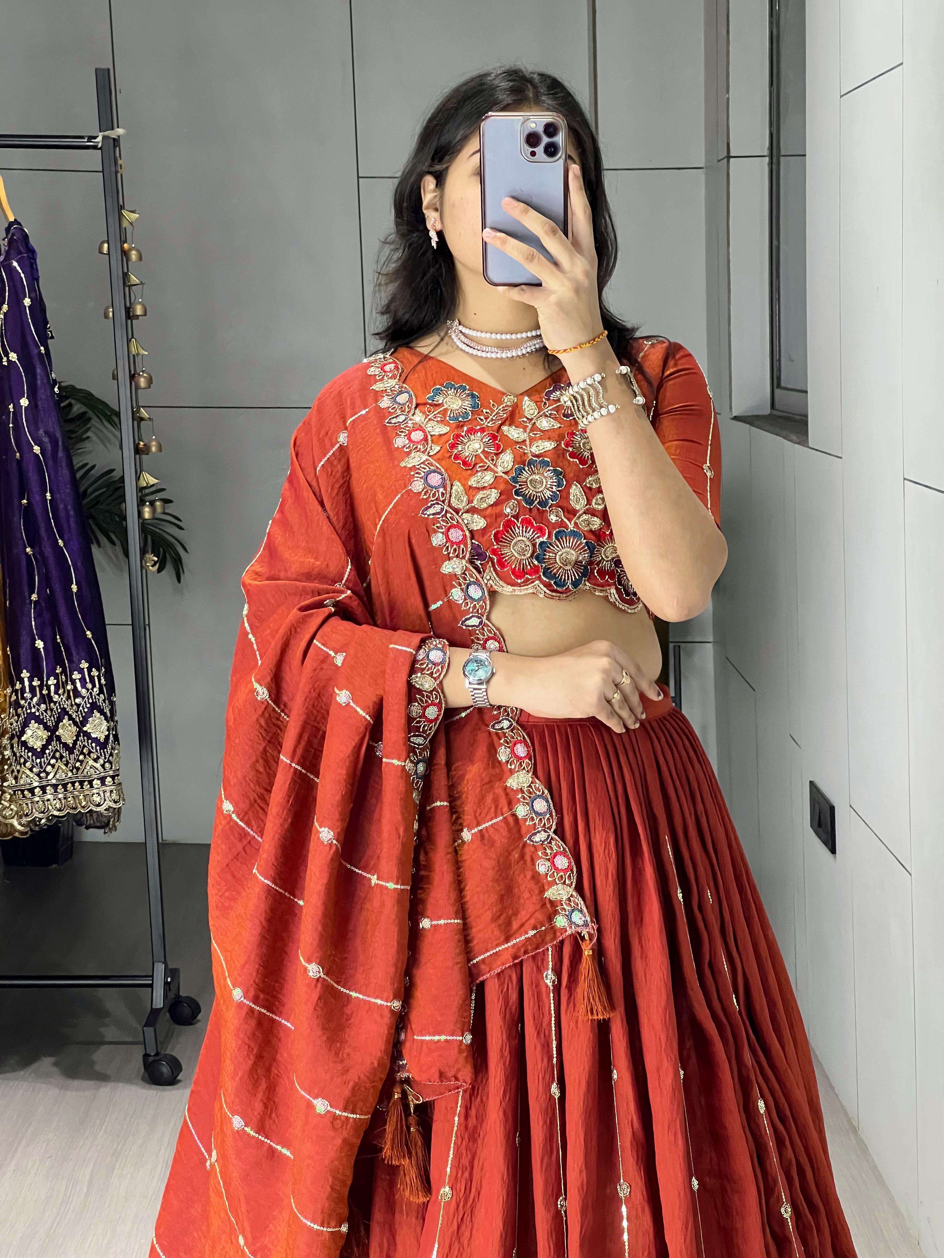 Orange Lehenga collection manufacturers surat 