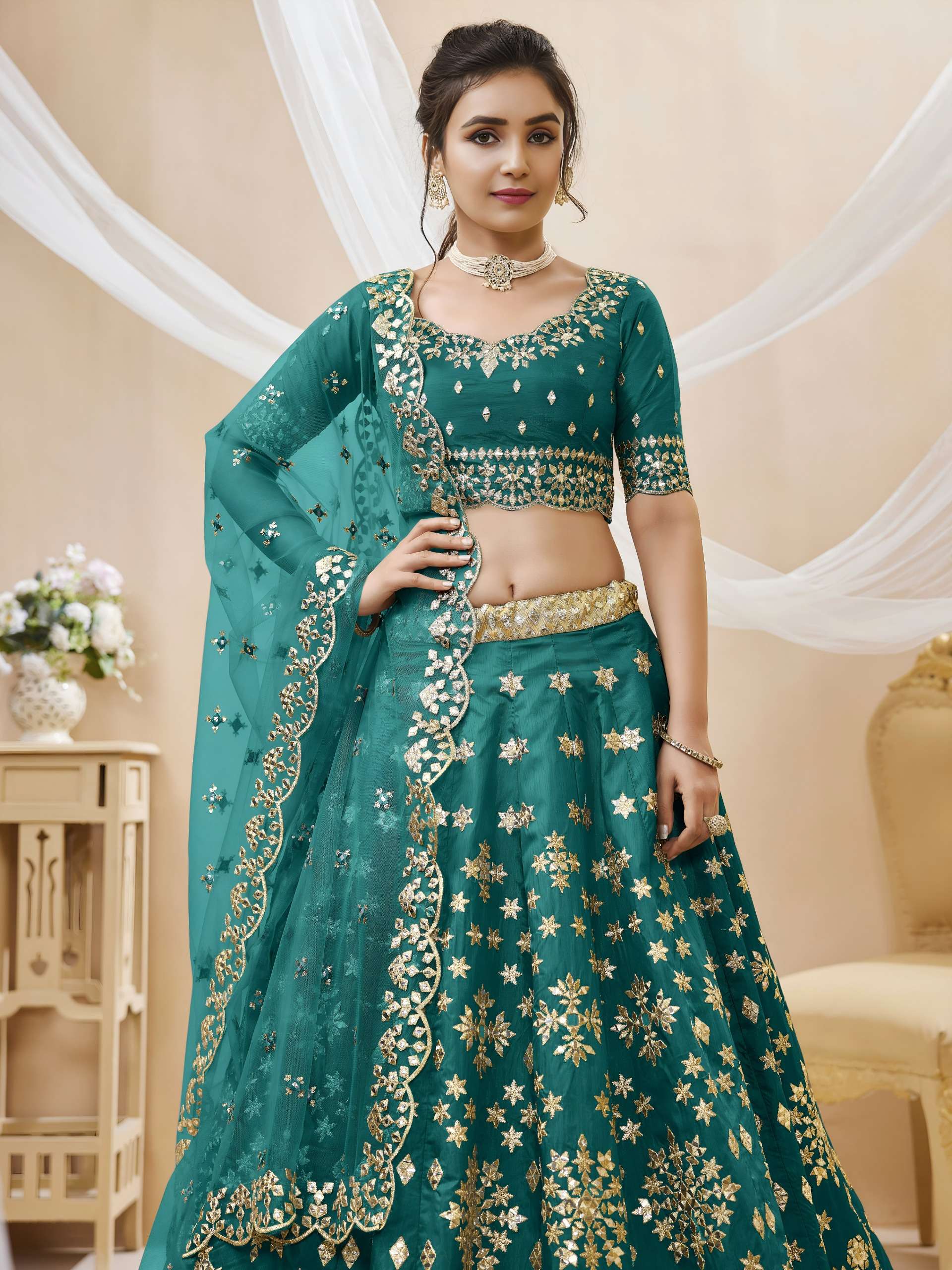 Product Code 501 by zeel Green Lehenga choli collection manufacturers surat 