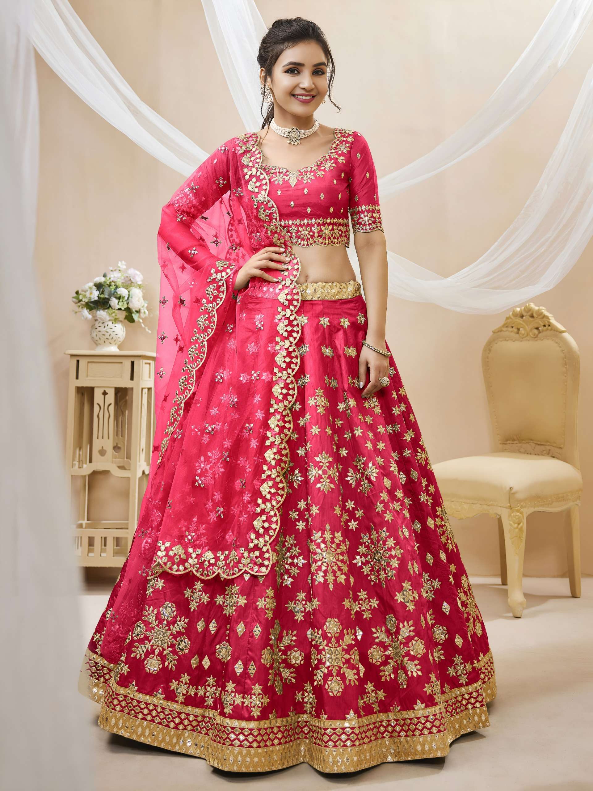 Product Code 505 Pink by Zeel Lehenga choli collection manufacturers surat 