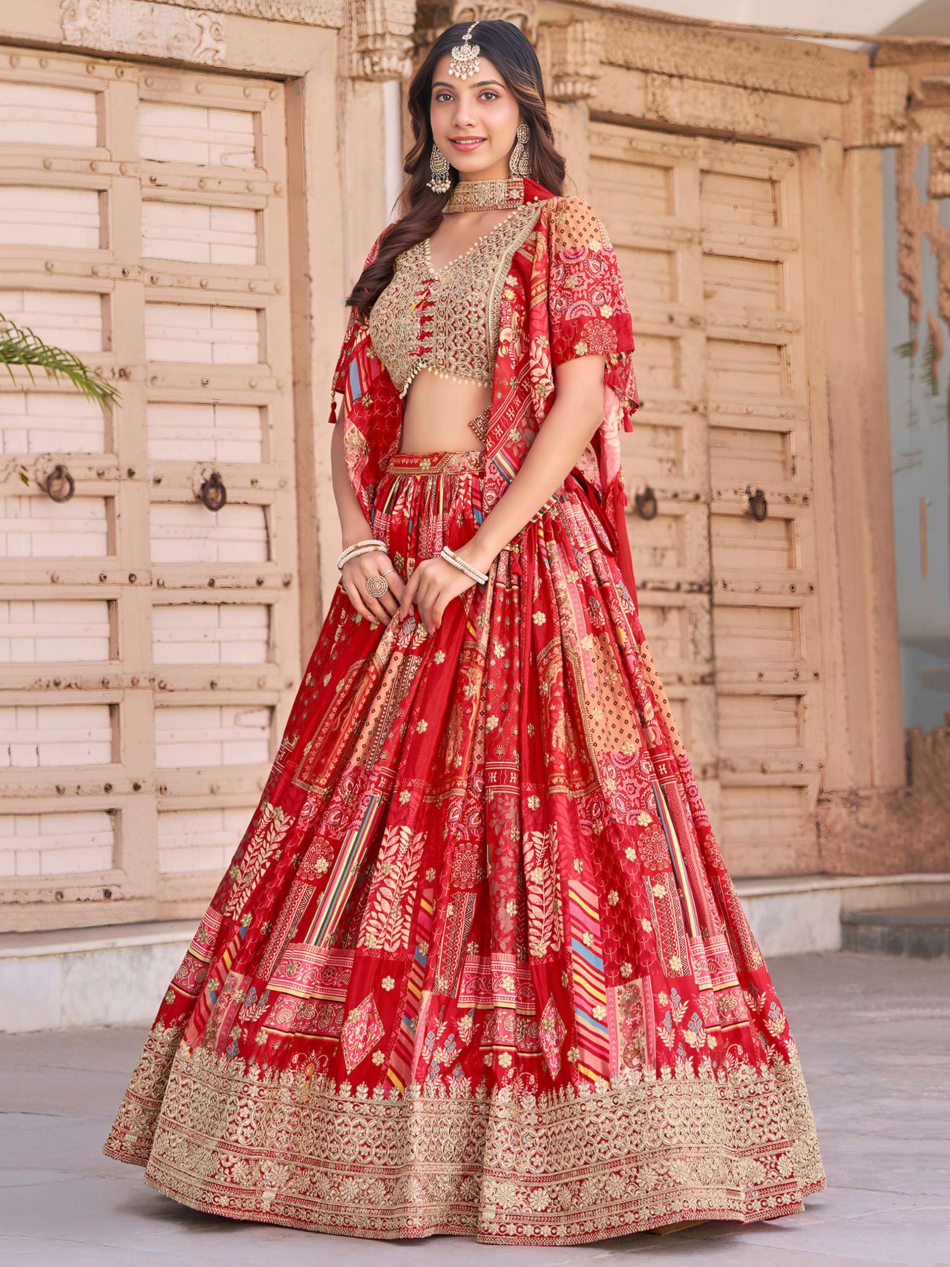 Product Code 7050 Red Lehenga choli collection manufacturers surat 