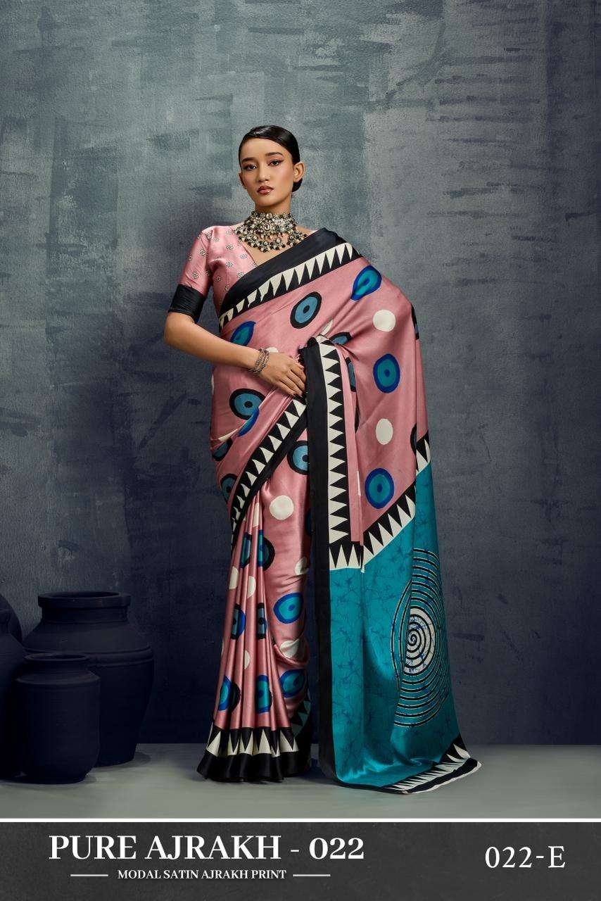 Pure Ajrakh 022 Series 022 A TO 022 F By Rajtex saree Collection manufacturer surat 