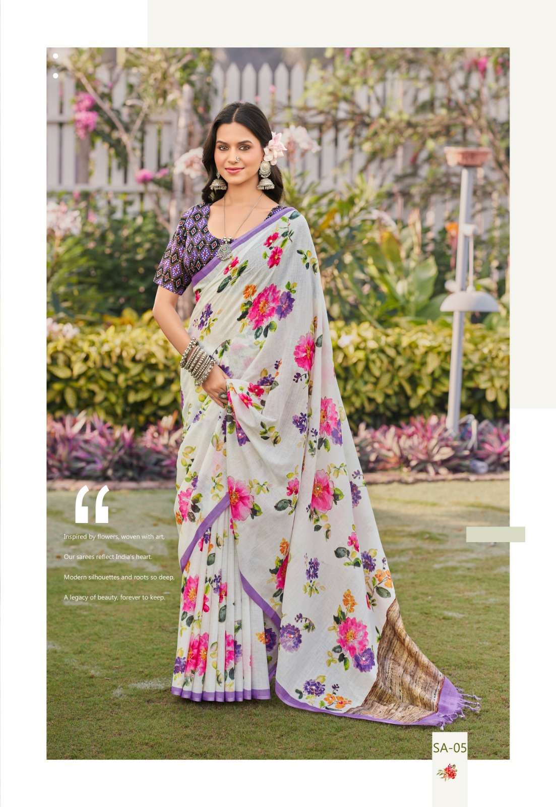  Pure Linen Saree with Exquisite Sitara Ari Work