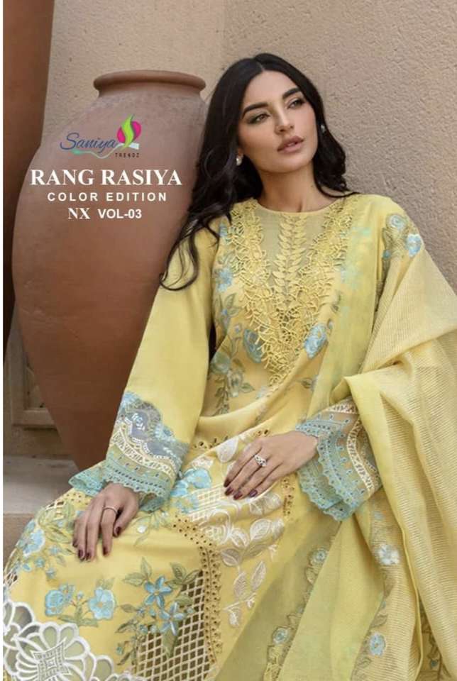RANGRASIYA D NO 3003 by SANIYA TRENDZ suit collection manufacturers surat 