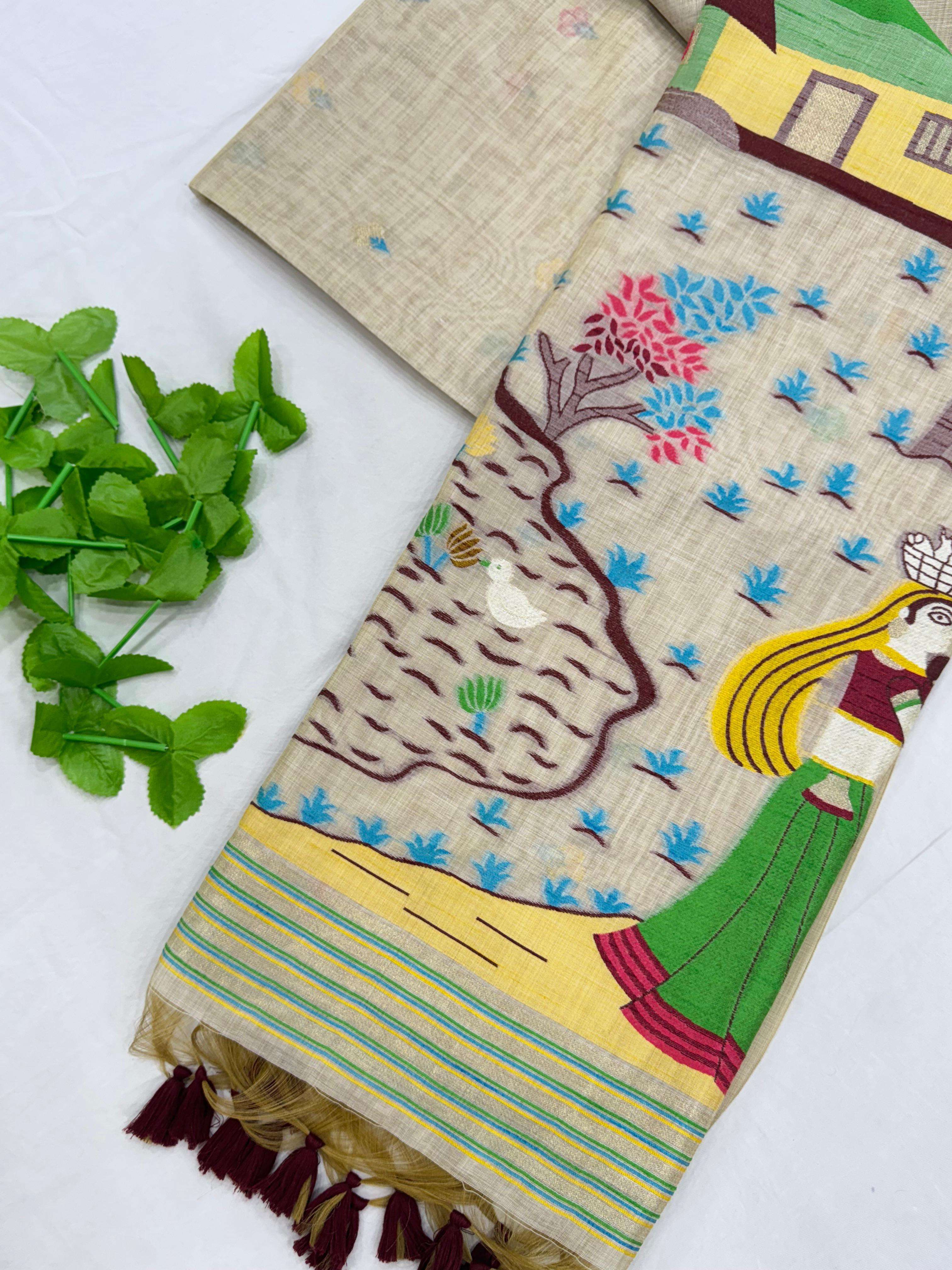 Rutrang🌹 Muga Cotton 250 – Jamdani Resham Weaving Saree